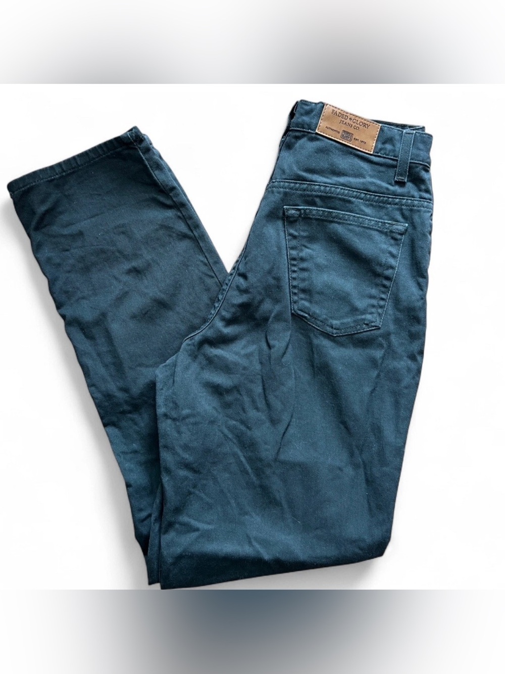 Vintage Green Faded Glory Relaxed Straight Jeans 10 Tall 30x34